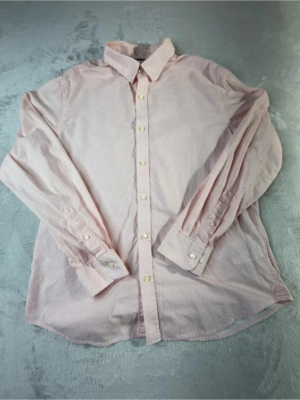 Banana Republic Shirt Mens Large L Long Sleeve Cotton Orange Micro Diamond Prin
